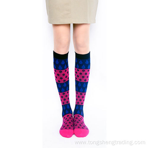 Knee high colorful drop shape spring girl's socks